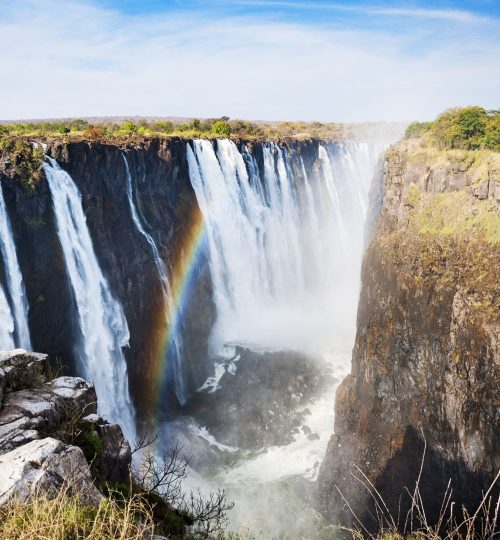 View of the Victoria Falls in Zimbabwe Africa; Concept for travel in Africa